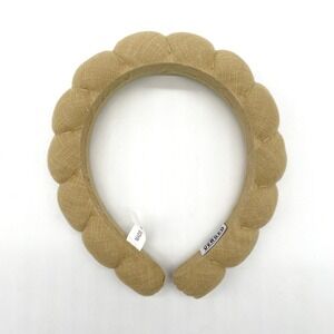 Versed Linen Padded Headband Neutral Tan Bubble Scallop Skincare Chic Minimalist